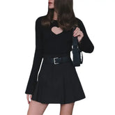 Y2K O-Neck Long Sleeve Heart Shape Skirt Set